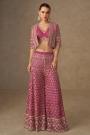 Magenta Pink Georgette Embroidered Indo-Western Top & Palazzo Set with Jacket