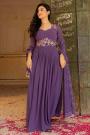 Purple Georgette Embroidered Anarkali Gown with Dupatta