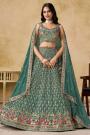 Teal Green Georgette Embroidered Designer Lehenga Set