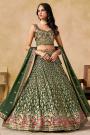 Green Georgette Embroidered Lehenga Set