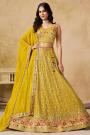 Mustard Yellow Georgette Embroidered Lehenga Set