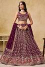 Maroon Georgette Embroidered Lehenga Set