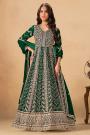 Bottle Green Georgette Embroidered Anarkali Set with Dupatta