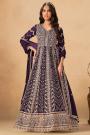 Plum Georgette Embroidered Anarkali Set with Dupatta