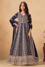 Navy Blue Georgette Embroidered Anarkali Set with Dupatta