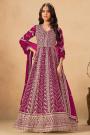 Magenta Pink Georgette Embroidered Anarkali Set with Dupatta