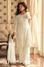 Pearl White Georgette Embroidered Designer Kurta Set with Dupatta