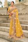 Yellow & Mauve Two Tone Silk Embroidered Saree