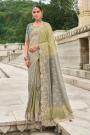 Olive Green & Grey Two Tone Silk Embroidered Saree