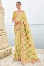Light Green & Lime Green Silk Embroidered Saree