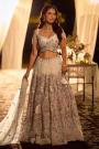 Pearl White Floral Net Embroidered Designer Lehenga Set