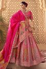 Purple Pink & Magenta Banarasi Silk Zari Woven & Embroidered Lehenga Set With Belt
