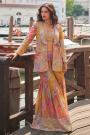 Beige & Multicolor Multicolor Printed & Embroidered Top & Sharara Set With Jacket