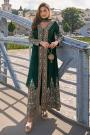 Bottle Green Chinon Silk Embroidered Anarkali Set