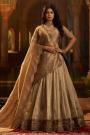 Gold Brown Organza Silk Embroidered Lehenga Set