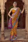 Mustard Pashmina Printed Silk Saree With Blouse