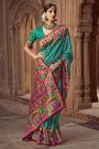 Sea Green Pashmina Printed Silk Saree With Blouse