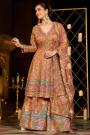 Bronze Gold Embroidered Silk Anarkali Set With Sharara