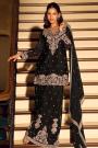 Black Chinon Silk Embroidered Sharara Kurta Set