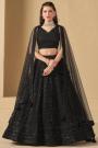 Black Georgette Embroidered Lehenga Set