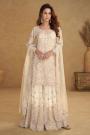 Ivory Net Hand Embroidered Sharara Kurta Set