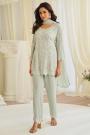 Pastel Mint Embroidered Kurta Pant Set With Dupatta