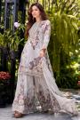 Ivory Grey Silk Floral Printed & Embellished Kurta Sharara Set