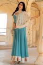 Soft Blue Georgette Embroidered Anarkali Dress With Dupatta