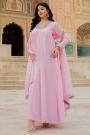 Baby Pink Georgette Embroidered Anarkali Dress With Dupatta