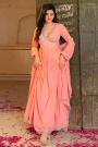 Peach Georgette Embroidered Anarkali Dress With Dupatta