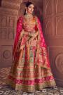 Multicolor Banarasi Silk Zari Woven & Embroidred Lehenga Set With Belt