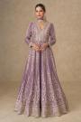 Lilac Chinon Silk Embroidered Anarkali Set