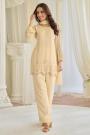 Cream Georgette Embroidered Palazzo Kurta Set