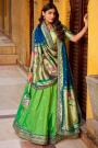 Green Paithani Silk Zari Woven & Hand Worked Lehenga Set With Potli Bag
