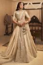 Light Beige Banarasi Silk Zari Woven & Embroidered Lehenga Set With Belt