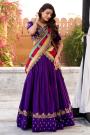 Purple Silk Embroidered lehenga Set