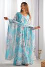 Sky Blue Georgette Floral Printed Anarkali Dress With Dupatta