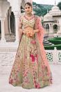 Pastel Pink & Mint Silk Embroidered Lehenga Set
