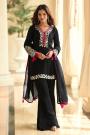 Black Silk Hand Embroidered Kurta Palazzo Set With Dupatta