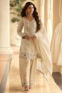 Ivory Silk Hand Embroidered Kurta Palazzo Set With Dupatta