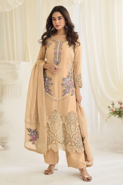 Beige Silk Hand Embroidered Kurta Set Beige Silk Hand Embroidered Kurta Set