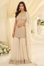 Ivory Georgette Embroidered Sharara Kurta Set