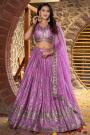 Lavender Silk Zari Woven & Embroidered Lehenga Set