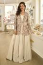 Ivory Silk Anarkali Gown With Embroidered Jacket