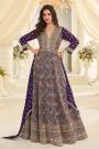 Indigo Blue Georgette Embroidered Anarkali Dress With Dupatta