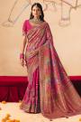 Magenta Pink Silk Zari Woven & Embroidered Saree With Blouse