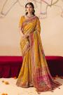 Mustard Silk Zari Woven & Embroidered Saree With Blouse
