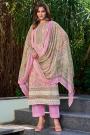 Pink Printed & Laced Cotton Kurta Set With Chiffon Dupatta