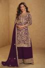 Plum Georgette Embroidered Kurta Set