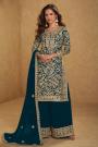 Teal Blue Georgette Embroidered Kurta Set